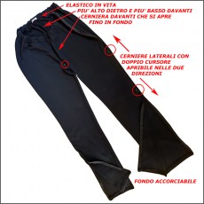 pantaloni in felpa con cerniere sui lati per l'inserimento dei tutori